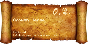 Orowan Merse névjegykártya